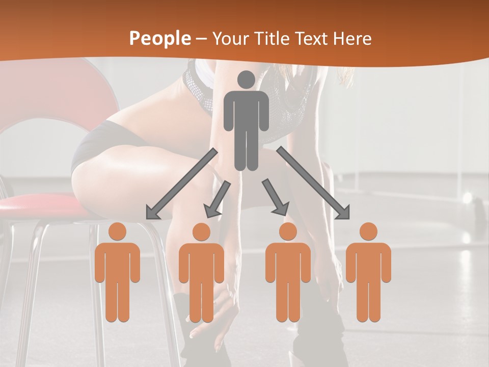 A Beautiful Woman In A Short Skirt Sitting On A Chair PowerPoint Template