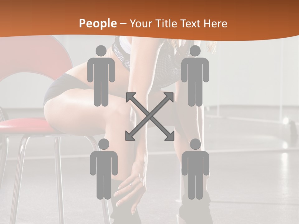 A Beautiful Woman In A Short Skirt Sitting On A Chair PowerPoint Template