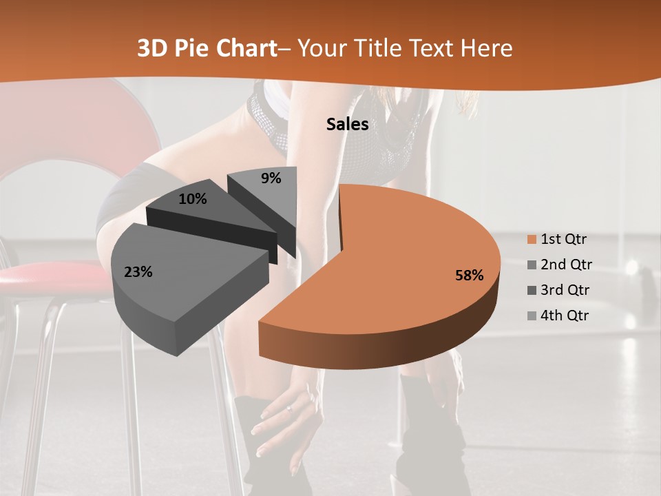 A Beautiful Woman In A Short Skirt Sitting On A Chair PowerPoint Template