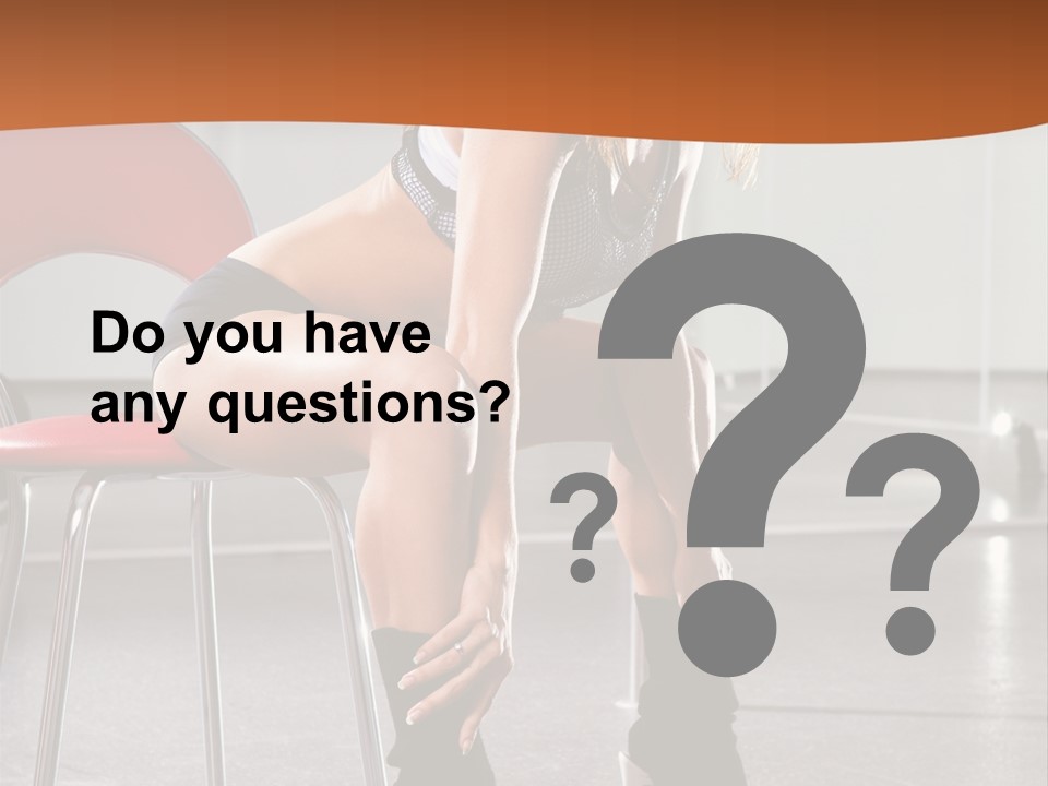 A Beautiful Woman In A Short Skirt Sitting On A Chair PowerPoint Template