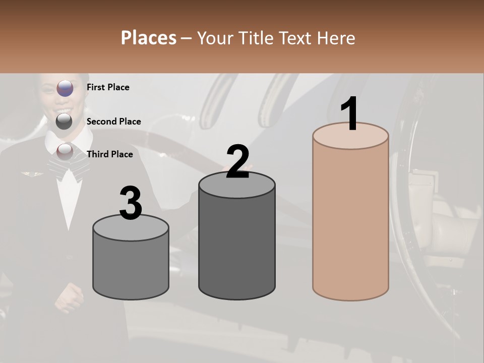 A Woman Standing In Front Of An Airplane PowerPoint Template