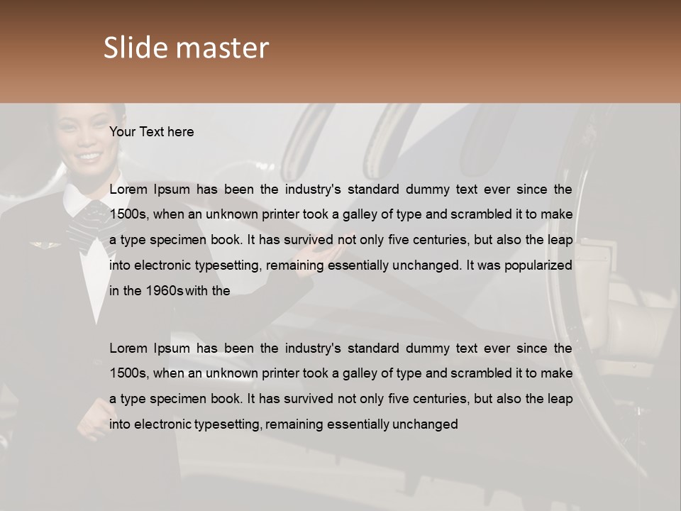 A Woman Standing In Front Of An Airplane PowerPoint Template