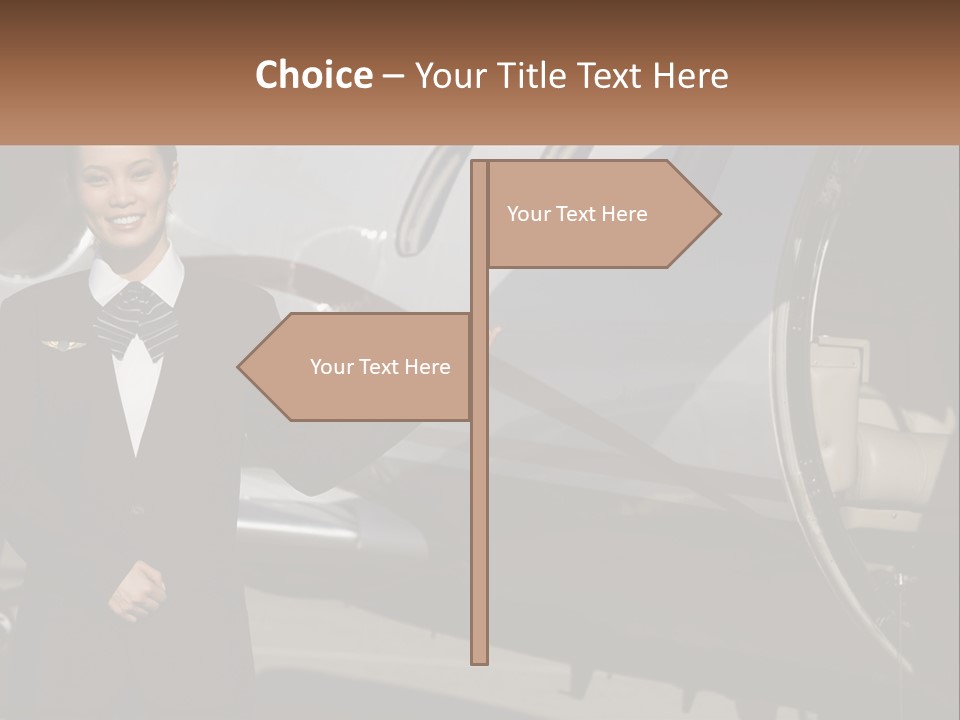 A Woman Standing In Front Of An Airplane PowerPoint Template