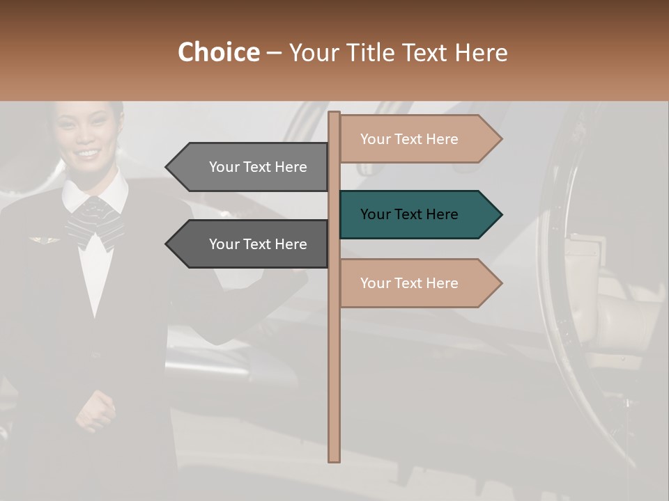 A Woman Standing In Front Of An Airplane PowerPoint Template