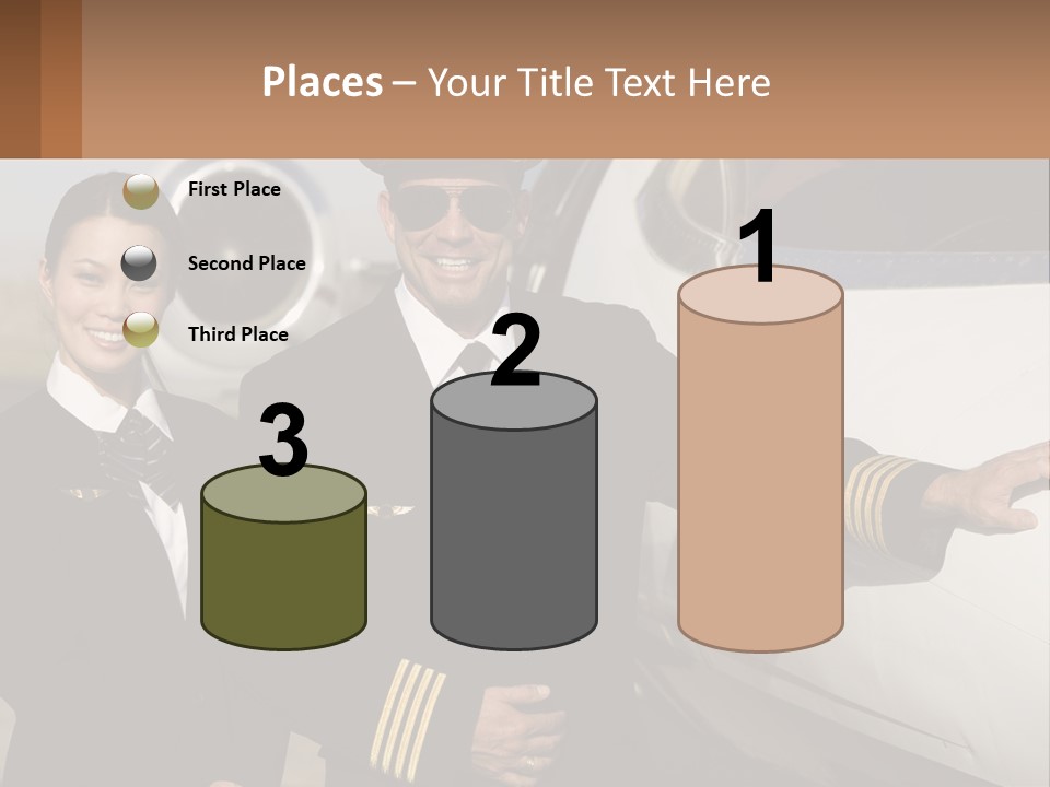 A Man And A Woman Standing In Front Of A Plane PowerPoint Template