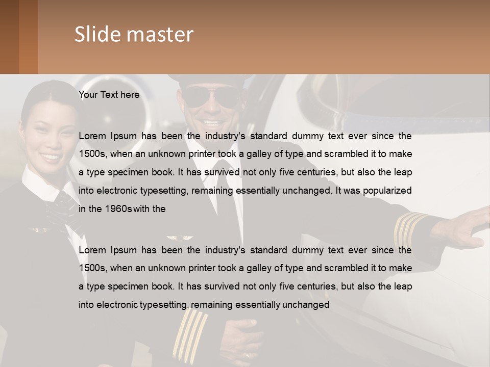 A Man And A Woman Standing In Front Of A Plane PowerPoint Template