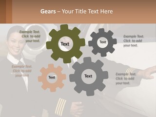 A Man And A Woman Standing In Front Of A Plane PowerPoint Template