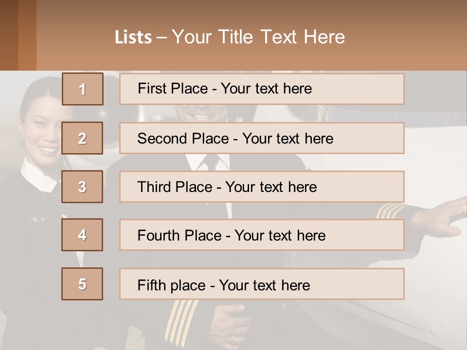A Man And A Woman Standing In Front Of A Plane PowerPoint Template