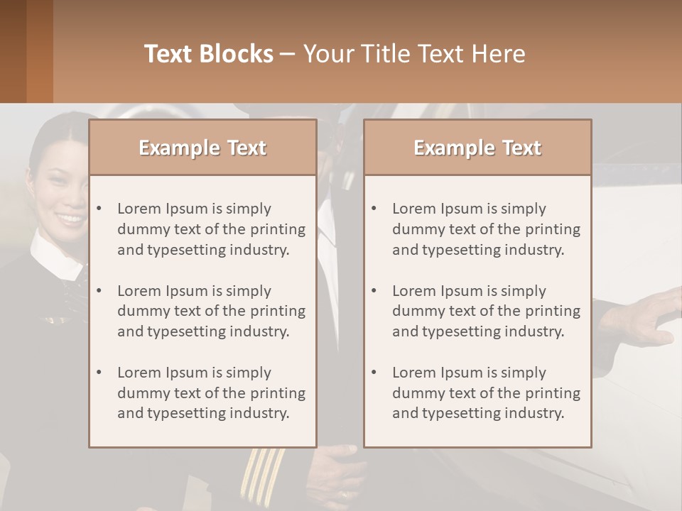 A Man And A Woman Standing In Front Of A Plane PowerPoint Template