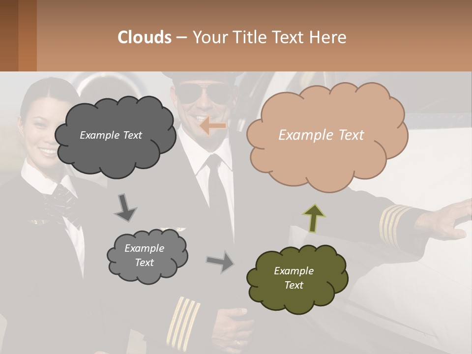 A Man And A Woman Standing In Front Of A Plane PowerPoint Template