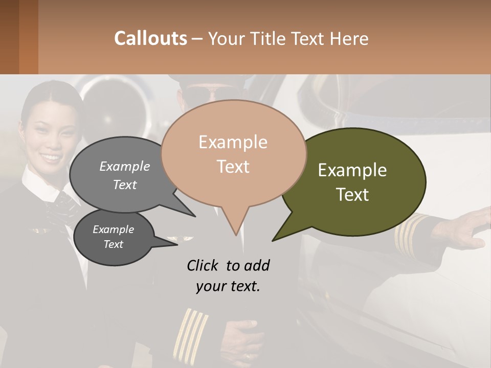 A Man And A Woman Standing In Front Of A Plane PowerPoint Template