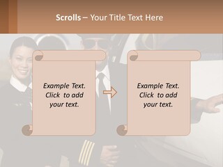 A Man And A Woman Standing In Front Of A Plane PowerPoint Template