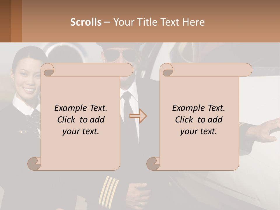 A Man And A Woman Standing In Front Of A Plane PowerPoint Template