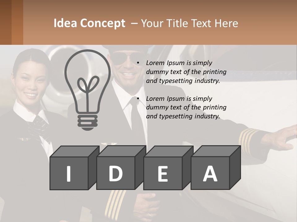 A Man And A Woman Standing In Front Of A Plane PowerPoint Template