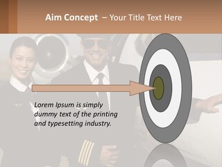 A Man And A Woman Standing In Front Of A Plane PowerPoint Template