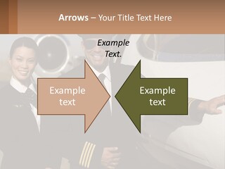 A Man And A Woman Standing In Front Of A Plane PowerPoint Template