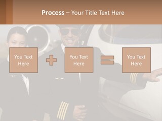 A Man And A Woman Standing In Front Of A Plane PowerPoint Template