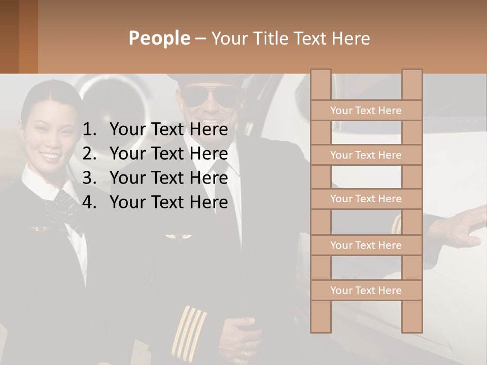 A Man And A Woman Standing In Front Of A Plane PowerPoint Template