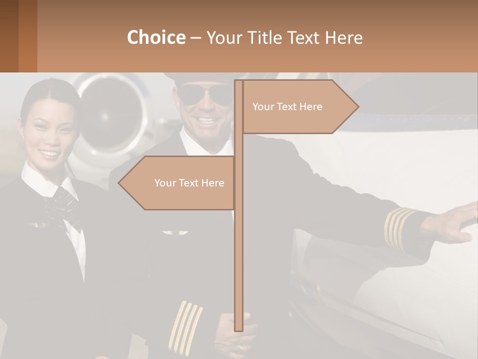A Man And A Woman Standing In Front Of A Plane PowerPoint Template