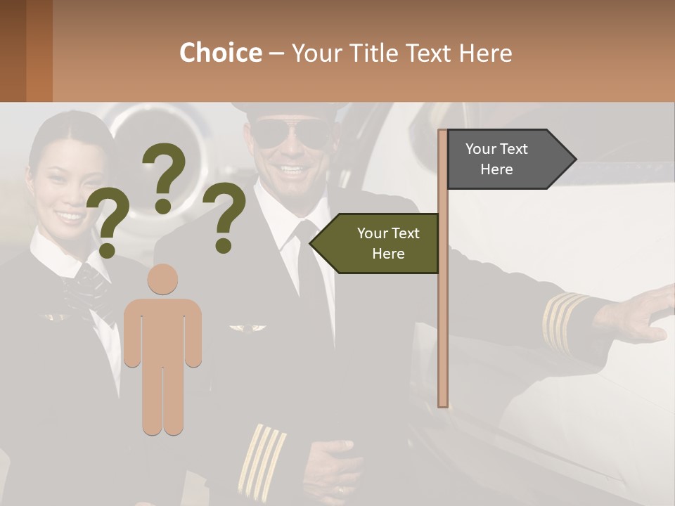 A Man And A Woman Standing In Front Of A Plane PowerPoint Template