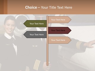 A Man And A Woman Standing In Front Of A Plane PowerPoint Template