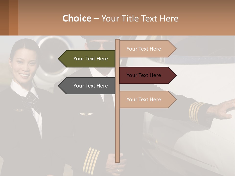 A Man And A Woman Standing In Front Of A Plane PowerPoint Template