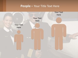 A Man And A Woman Standing In Front Of A Plane PowerPoint Template