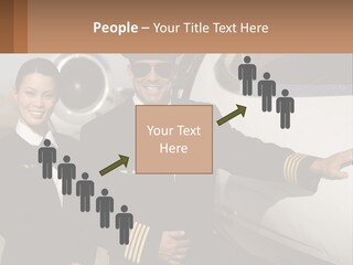 A Man And A Woman Standing In Front Of A Plane PowerPoint Template