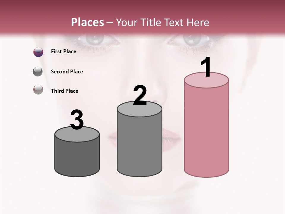 A Woman With Blue Eyes Is Shown In This Powerpoint Presentation PowerPoint Template