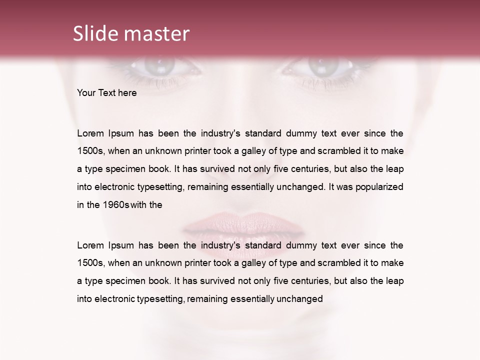 A Woman With Blue Eyes Is Shown In This Powerpoint Presentation PowerPoint Template