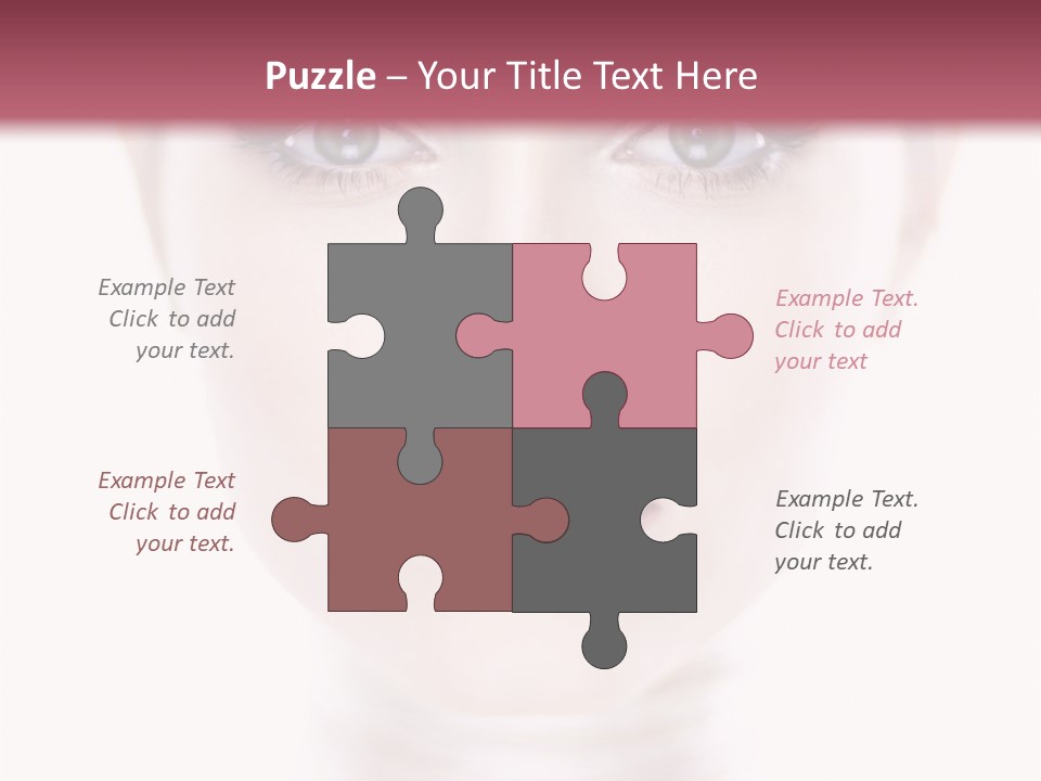 A Woman With Blue Eyes Is Shown In This Powerpoint Presentation PowerPoint Template