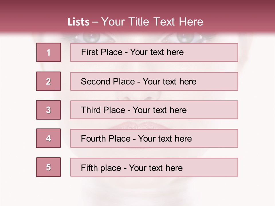 A Woman With Blue Eyes Is Shown In This Powerpoint Presentation PowerPoint Template