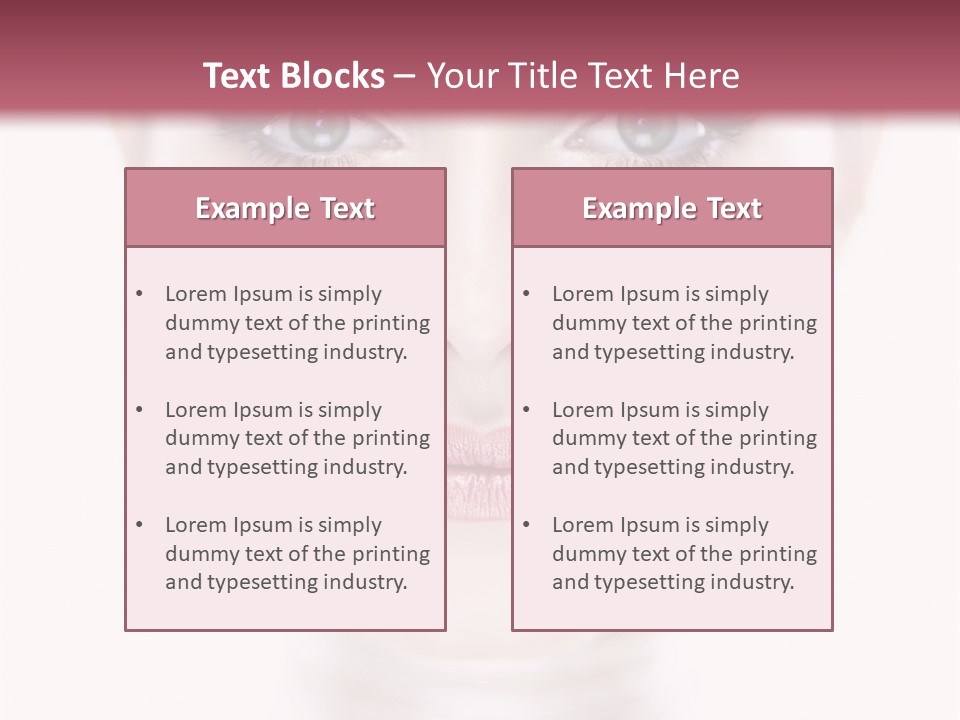 A Woman With Blue Eyes Is Shown In This Powerpoint Presentation PowerPoint Template