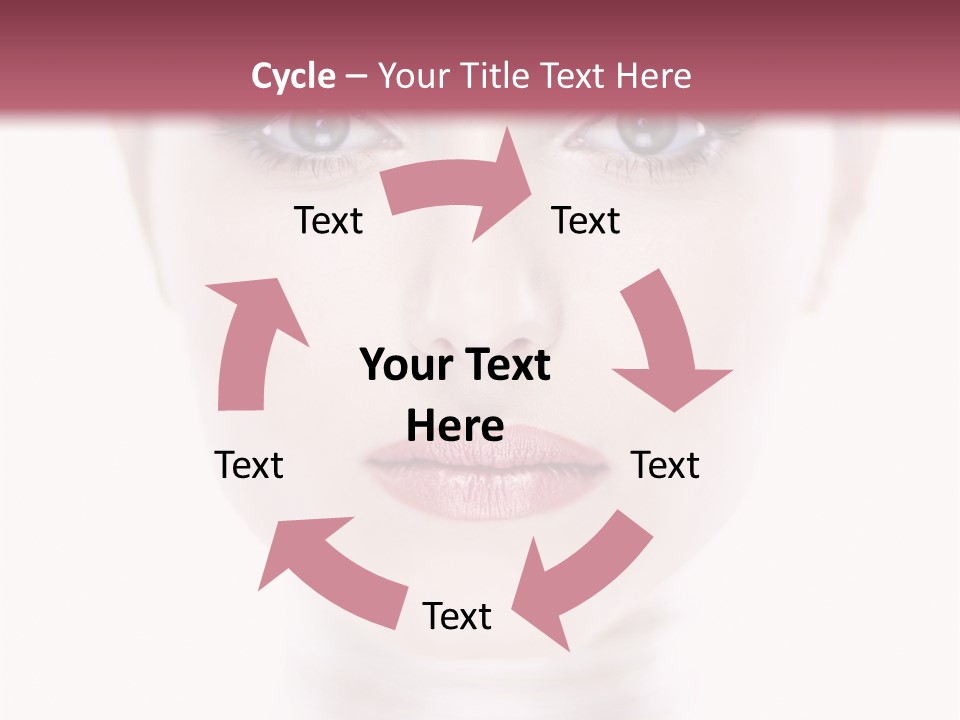 A Woman With Blue Eyes Is Shown In This Powerpoint Presentation PowerPoint Template