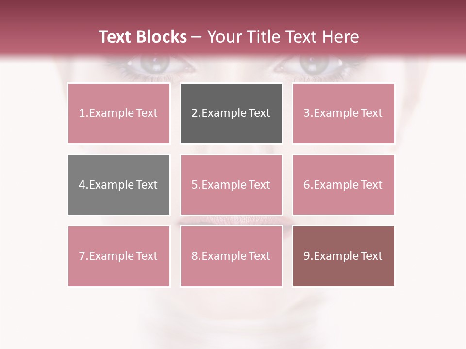 A Woman With Blue Eyes Is Shown In This Powerpoint Presentation PowerPoint Template