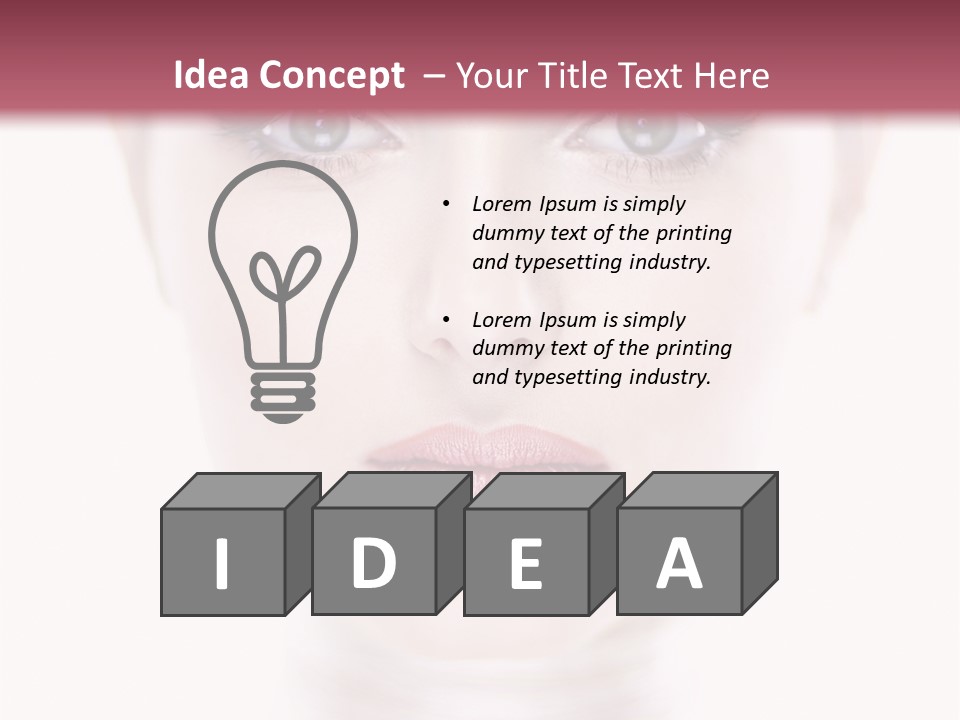 A Woman With Blue Eyes Is Shown In This Powerpoint Presentation PowerPoint Template