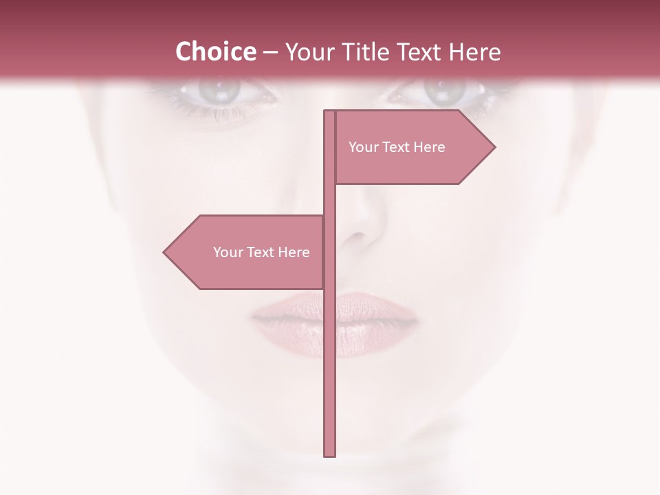 A Woman With Blue Eyes Is Shown In This Powerpoint Presentation PowerPoint Template