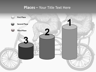 Two Bears Riding On A Bicycle With A Silver Background PowerPoint Template