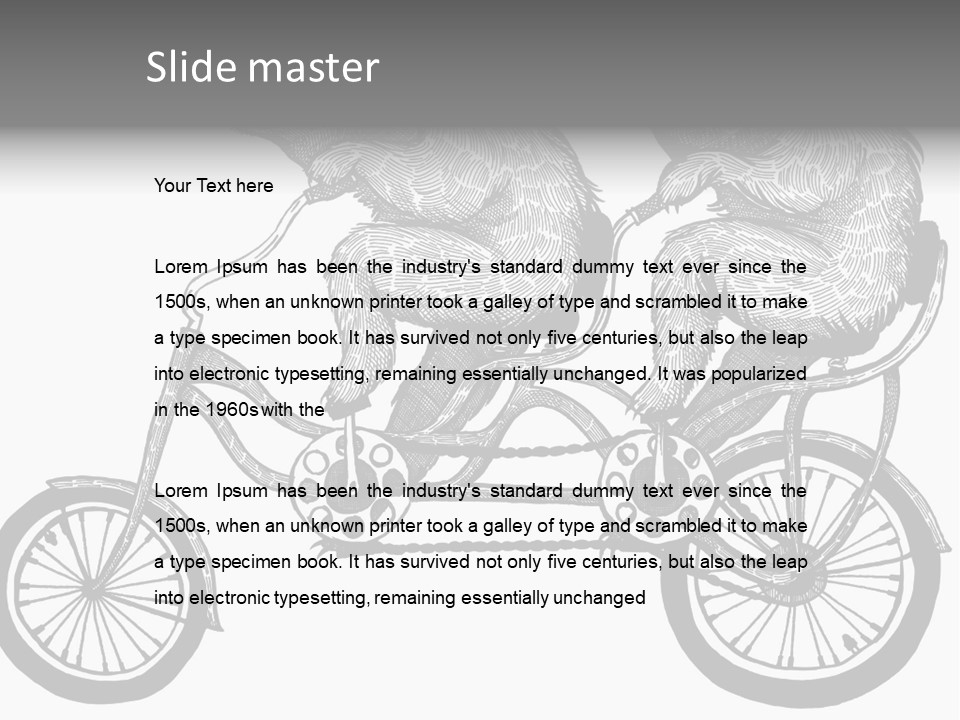 Two Bears Riding On A Bicycle With A Silver Background PowerPoint Template