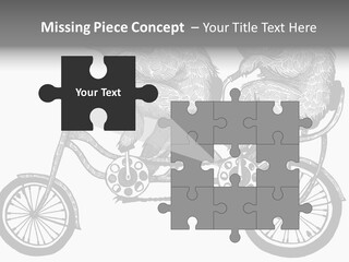 Two Bears Riding On A Bicycle With A Silver Background PowerPoint Template