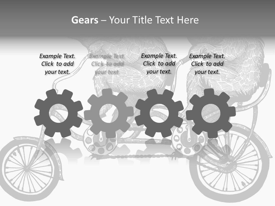 Two Bears Riding On A Bicycle With A Silver Background PowerPoint Template