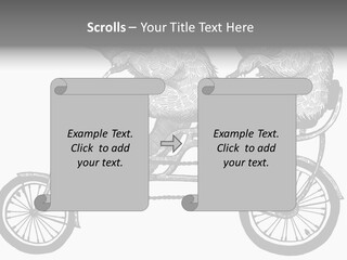 Two Bears Riding On A Bicycle With A Silver Background PowerPoint Template