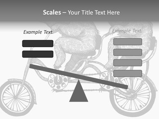 Two Bears Riding On A Bicycle With A Silver Background PowerPoint Template