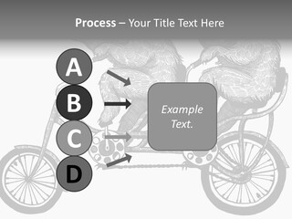 Two Bears Riding On A Bicycle With A Silver Background PowerPoint Template