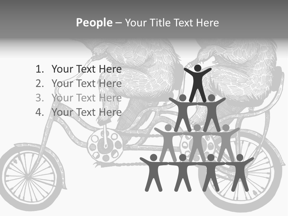 Two Bears Riding On A Bicycle With A Silver Background PowerPoint Template