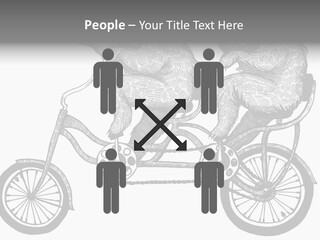 Two Bears Riding On A Bicycle With A Silver Background PowerPoint Template