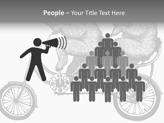 Two Bears Riding On A Bicycle With A Silver Background PowerPoint Template