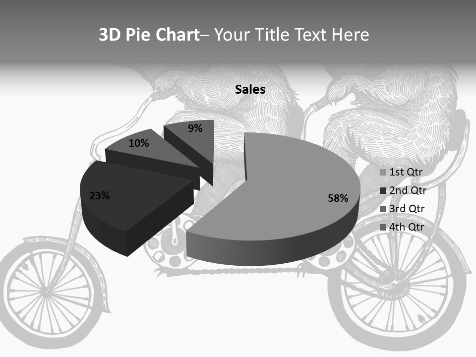 Two Bears Riding On A Bicycle With A Silver Background PowerPoint Template