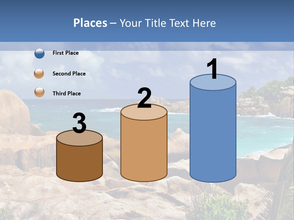 A Rocky Beach With Blue Water And White Clouds PowerPoint Template