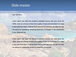 A Rocky Beach With Blue Water And White Clouds PowerPoint Template
